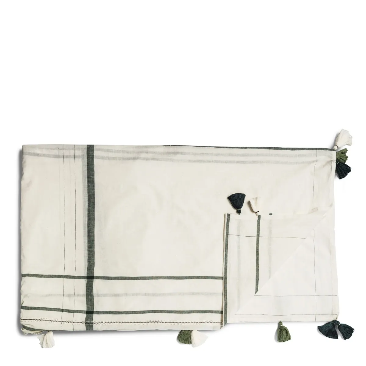 Nila Margin Tablecloth Green 