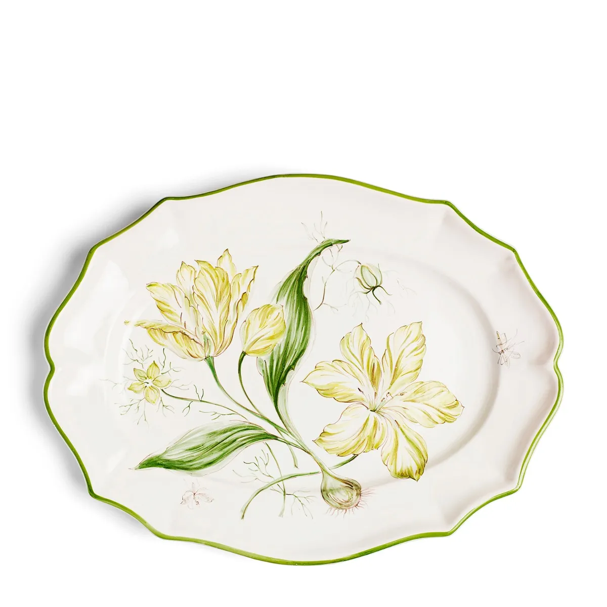 Daylesford x Colefax Quince Garden Serving Plate With Green Tulips 