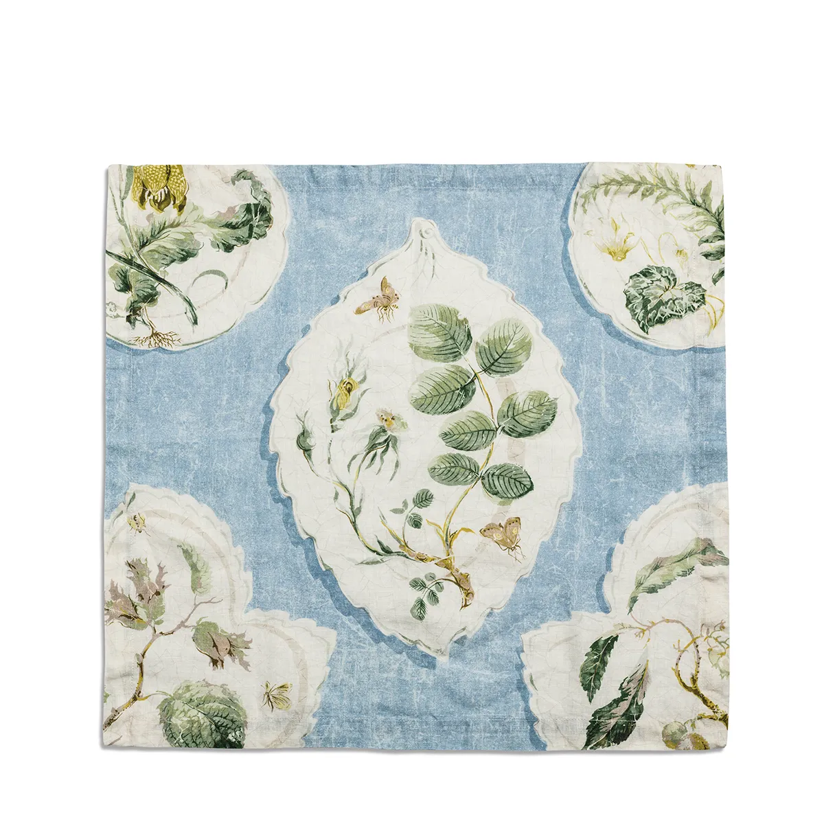 Daylesford x Colefax Quince Garden Napkin in Blue with Rosehip 