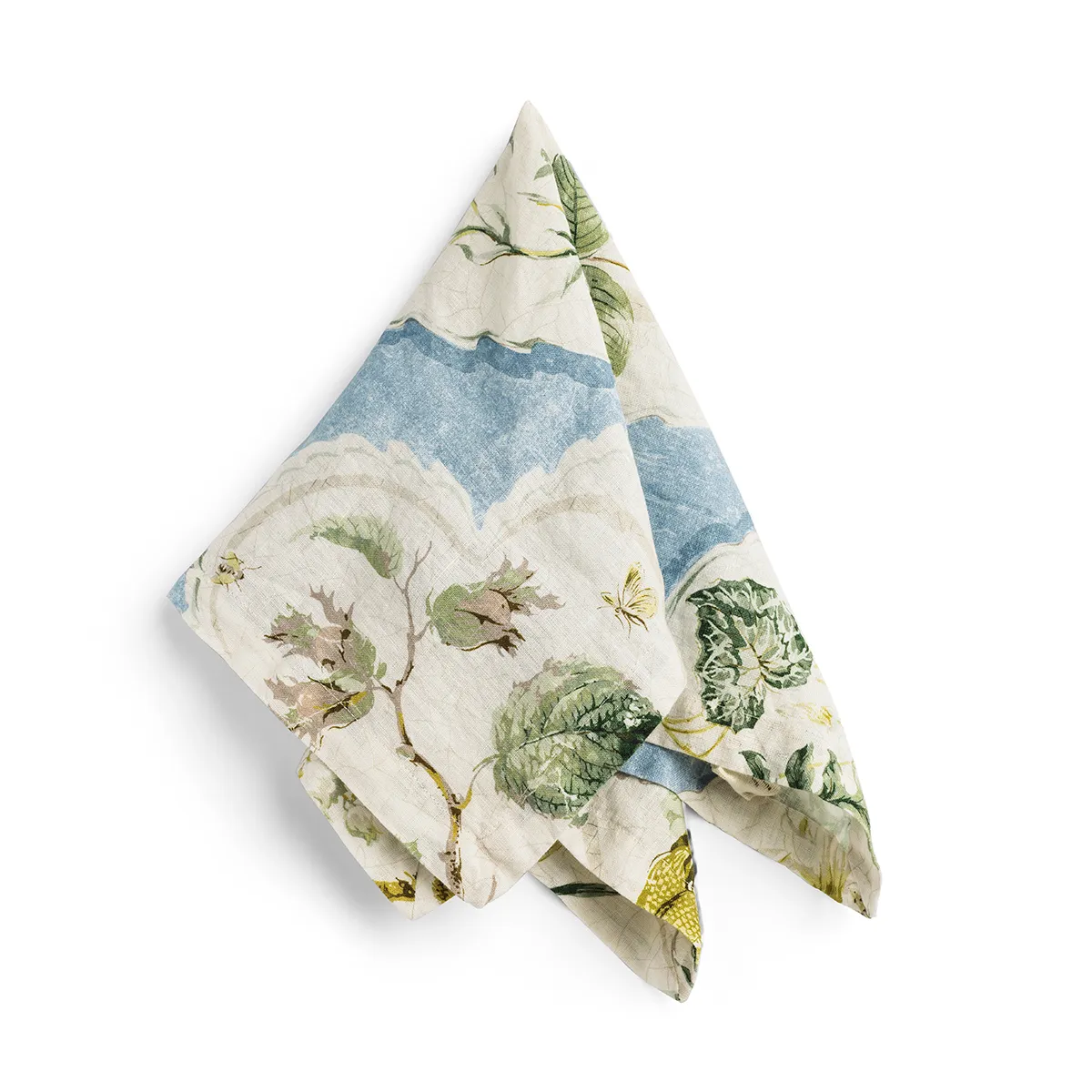 Daylesford x Colefax Quince Garden Napkin in Blue with Rosehip
