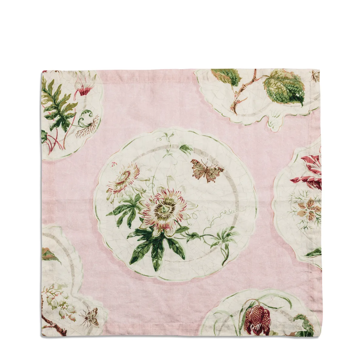 Daylesford X Colefax Quince Garden Napkin in Pink with Passion Flower 