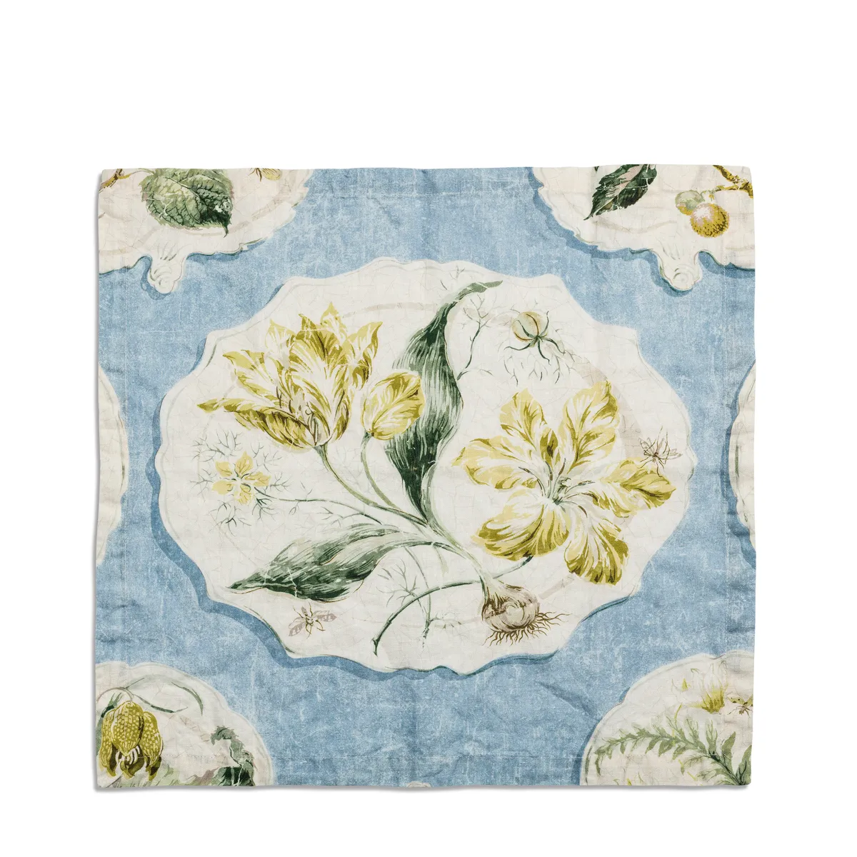 Daylesford X Colefax Quince Garden Napkin in Blue with Tulip 