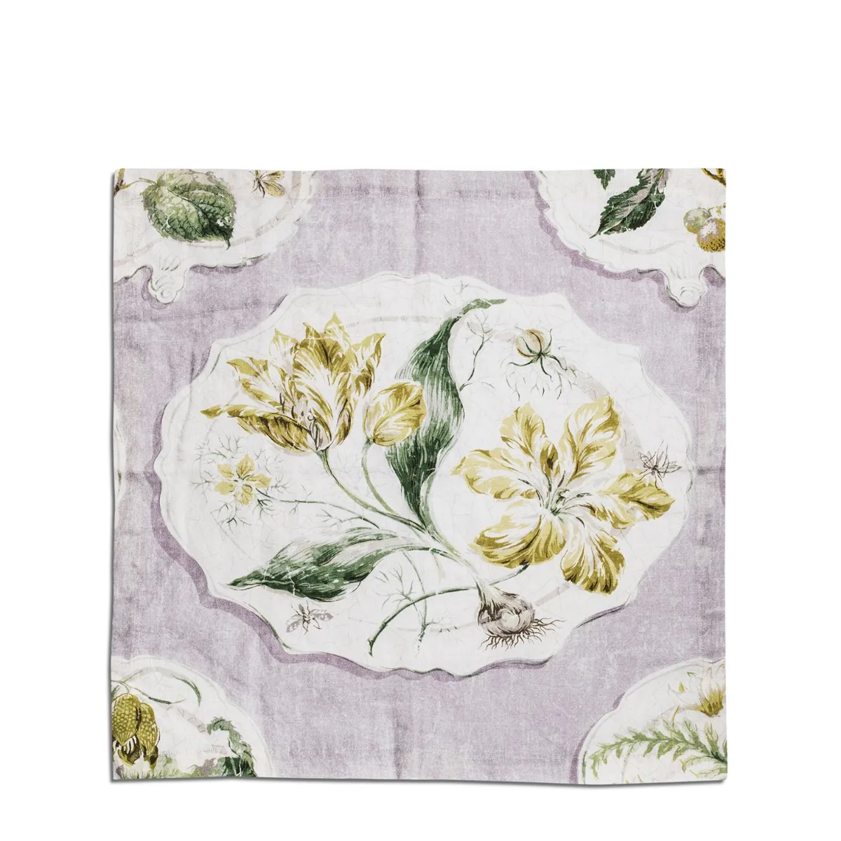 Daylesford x Colefax Quince Garden Napkin in Lilac With Tulips 