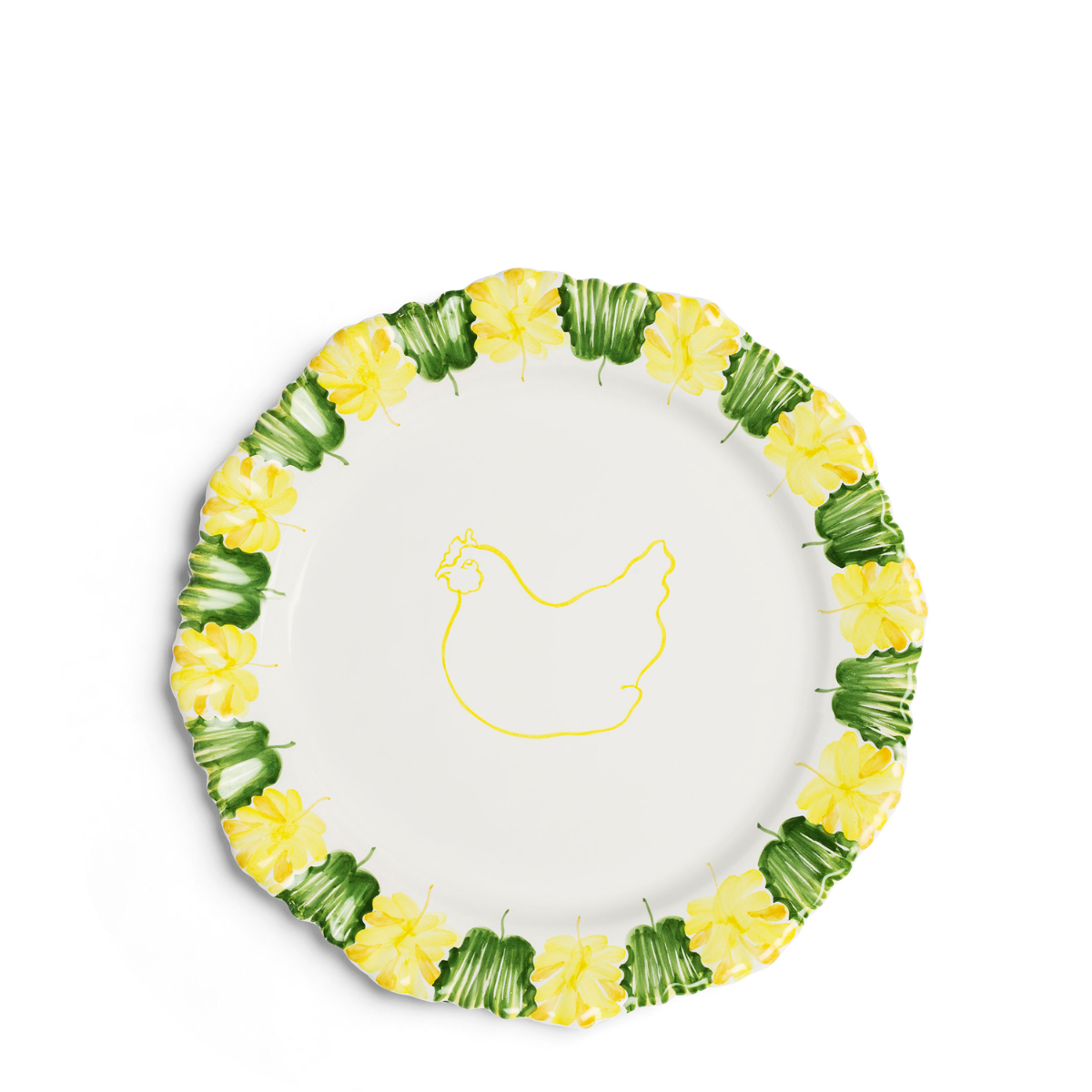 Combs Hen Dinner Plate Yellow & Green
