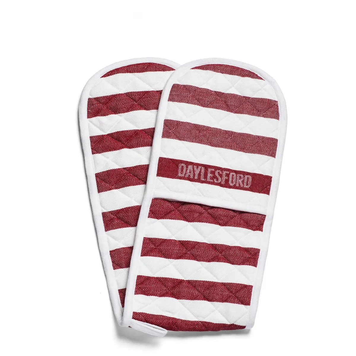 White & Red Stripe Double Oven Glove 