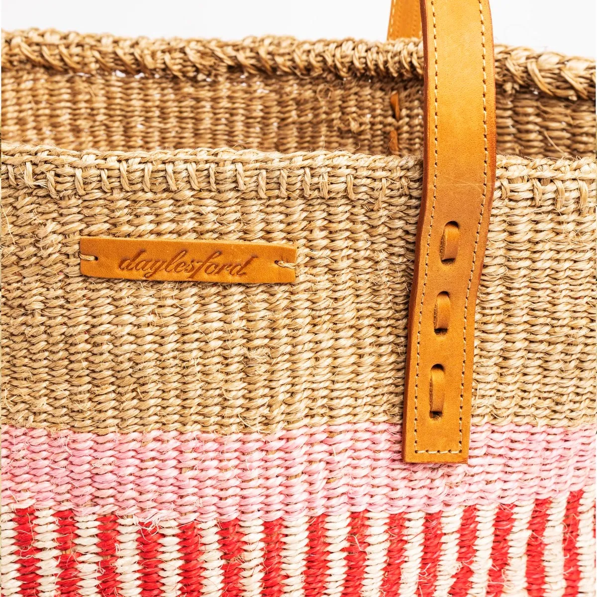 Natural Sisal Tote Bag Pink