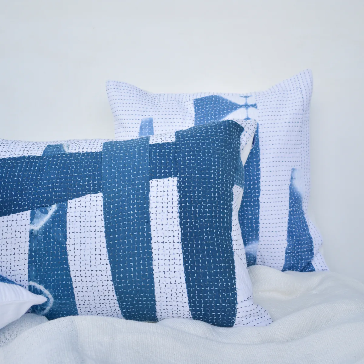 Nila Fragment Kantha Cushion Rectangle