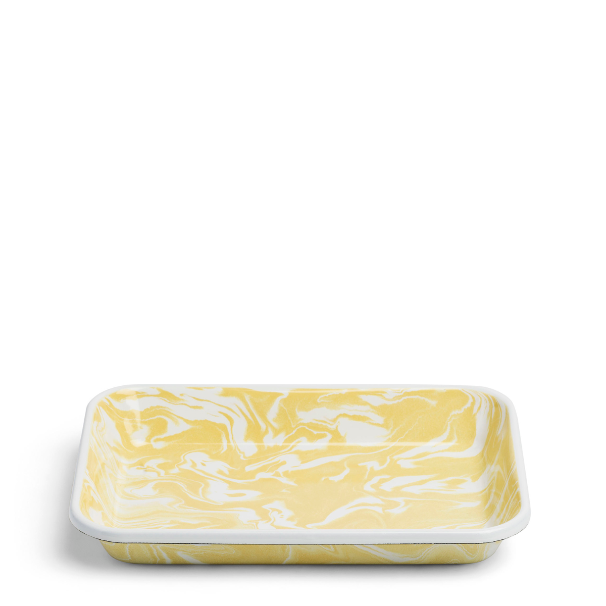 Marble Rectangular Dish Yellow Enamel Large 