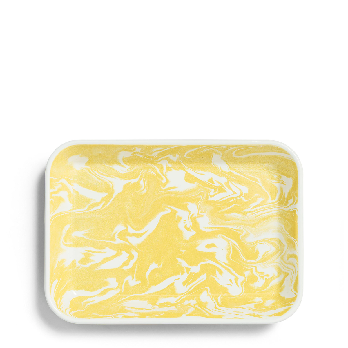 Marble Rectangular Dish Yellow Enamel Large