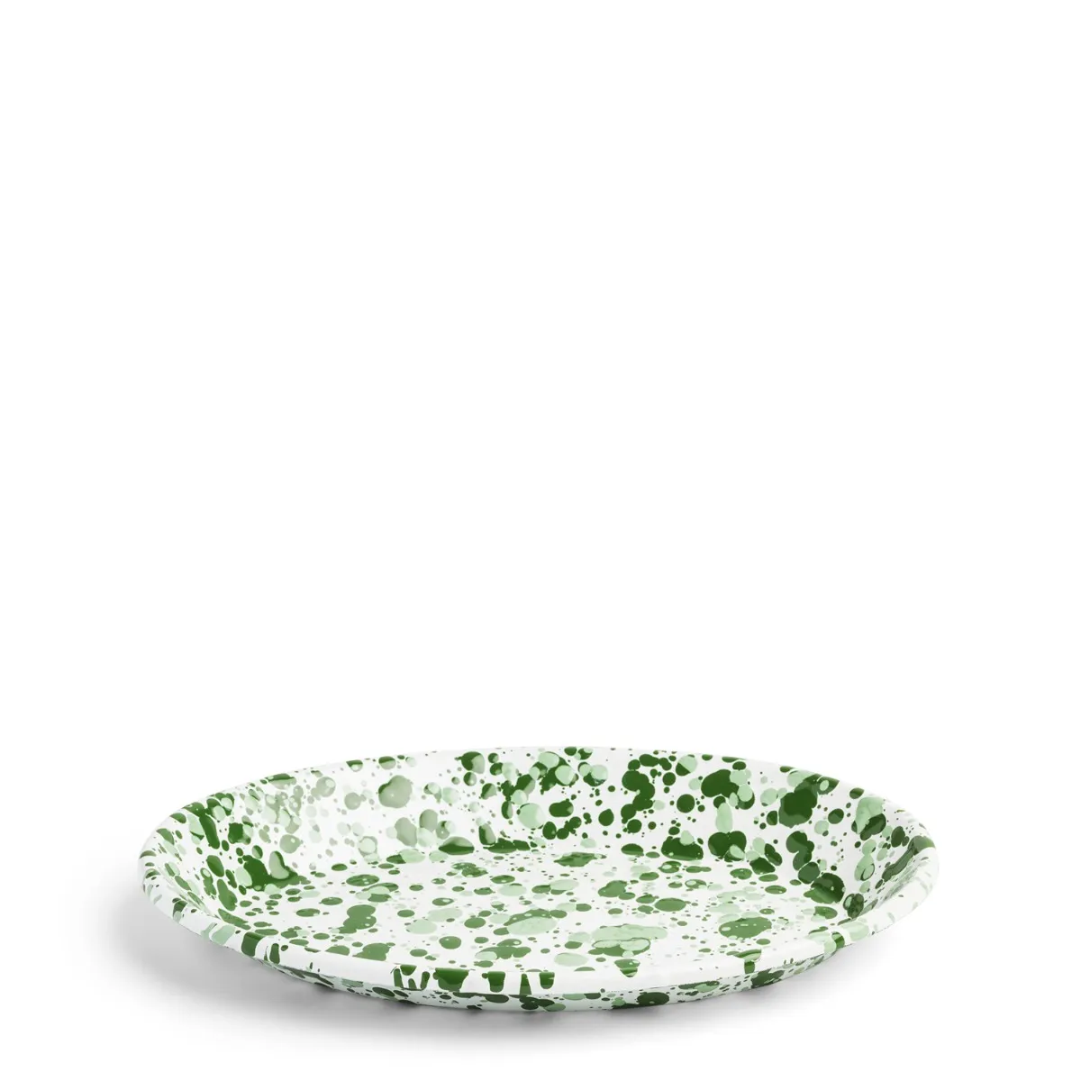 Splatter Oval Dish Green Enamel 