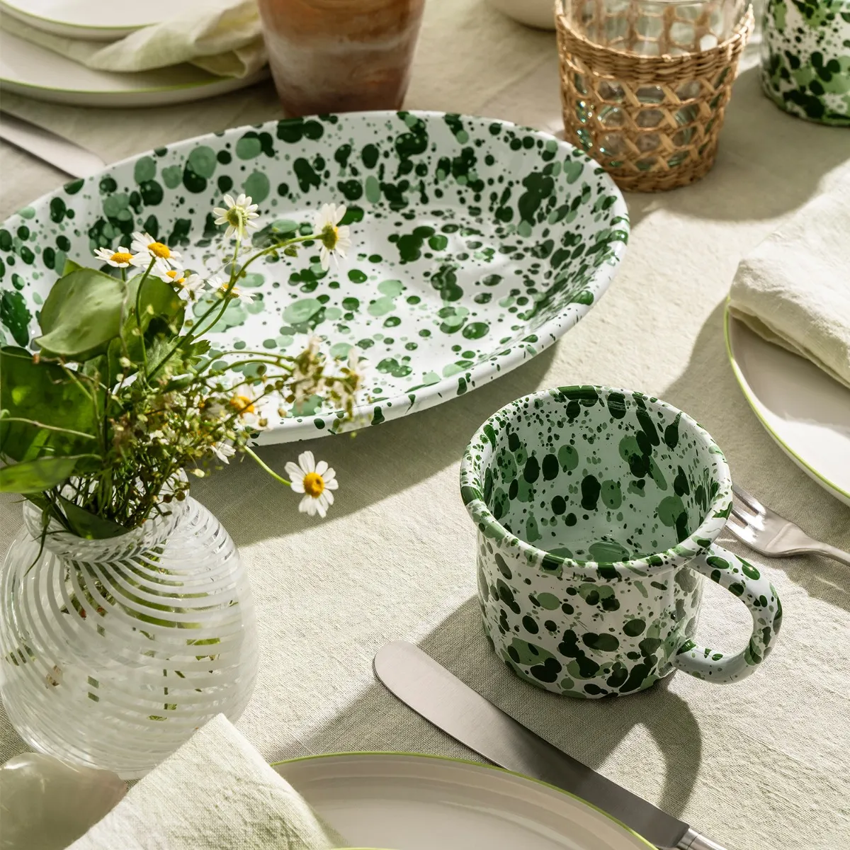 Splatter Mug Green Enamel