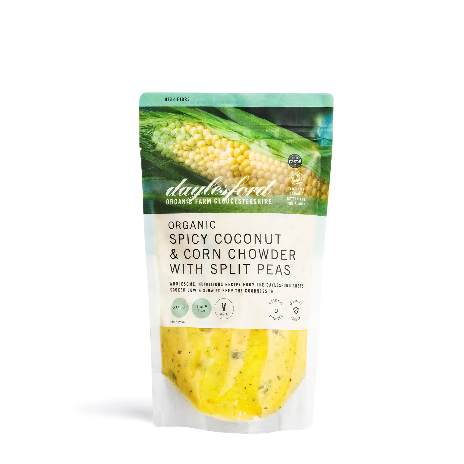 Organic Coconut Corn Chowder with Split Peas & Coriander 