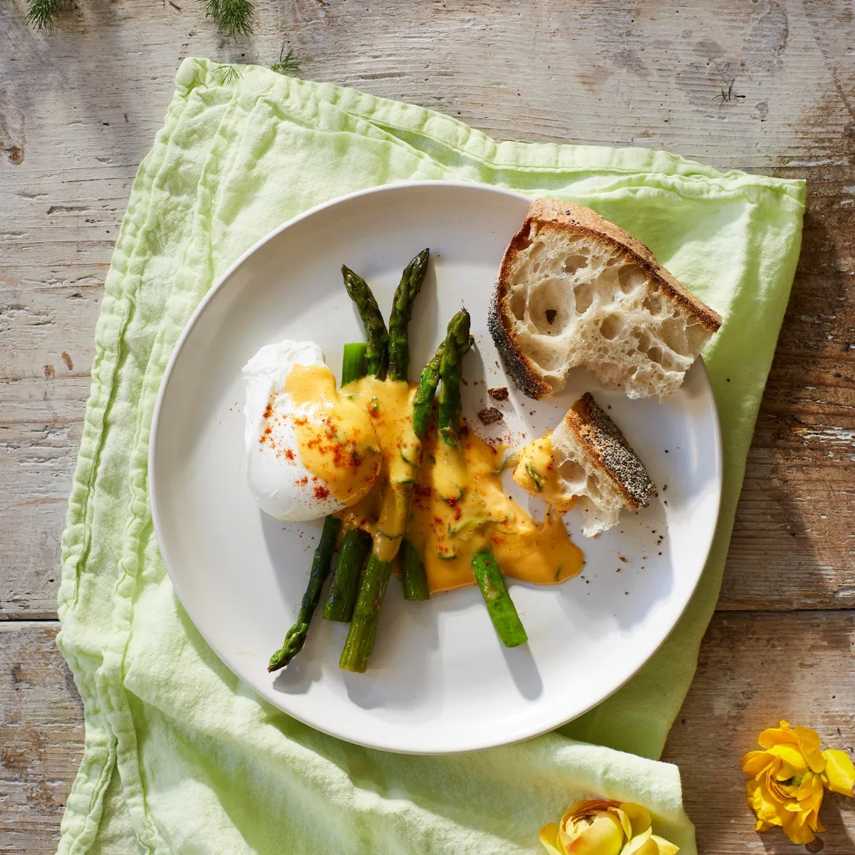 Butter Roasted Asparagus, Poached Egg & Wild Garlic Hollandaise 