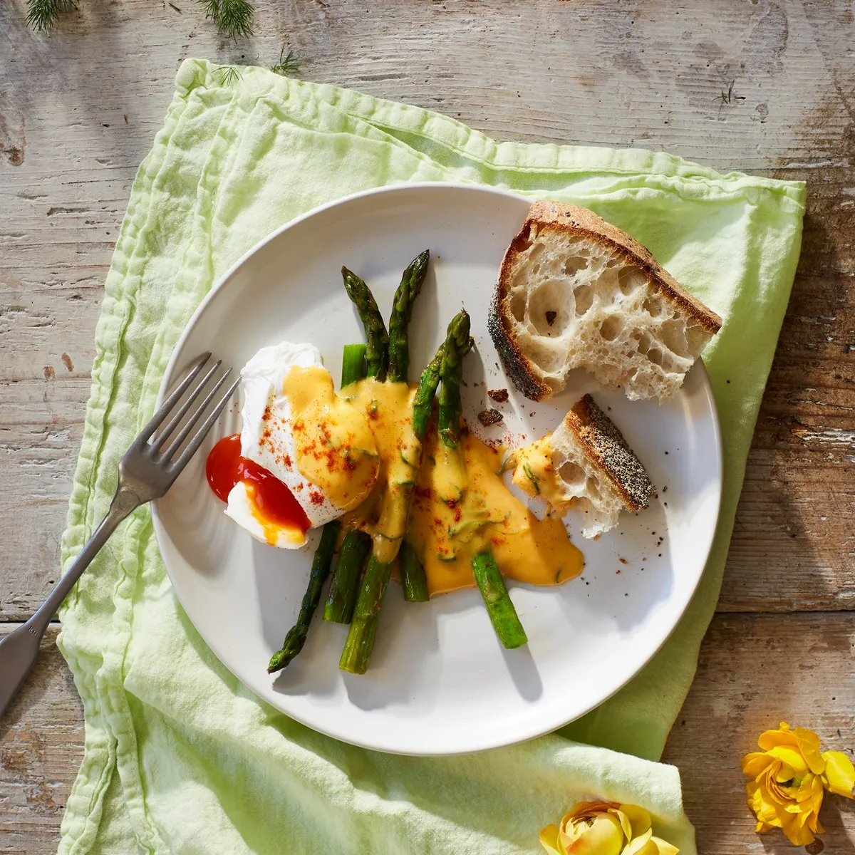 Butter Roasted Asparagus, Poached Egg & Wild Garlic Hollandaise