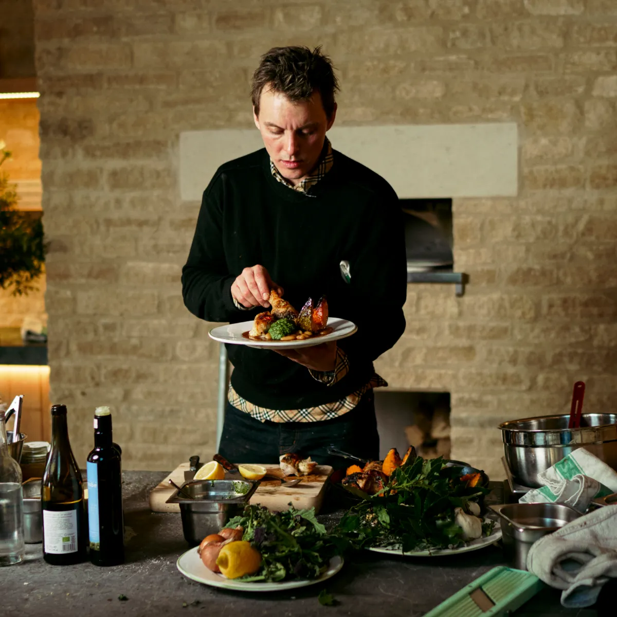 Thomas Straker's Roast Chicken with Squash, Beans & Cavolo Nero Pesto 