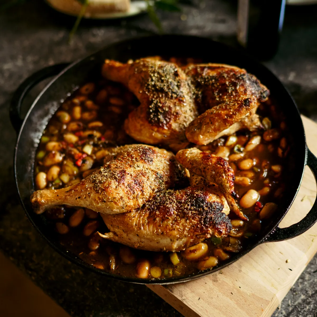 Thomas Straker's Roast Chicken with Squash, Beans & Cavolo Nero Pesto