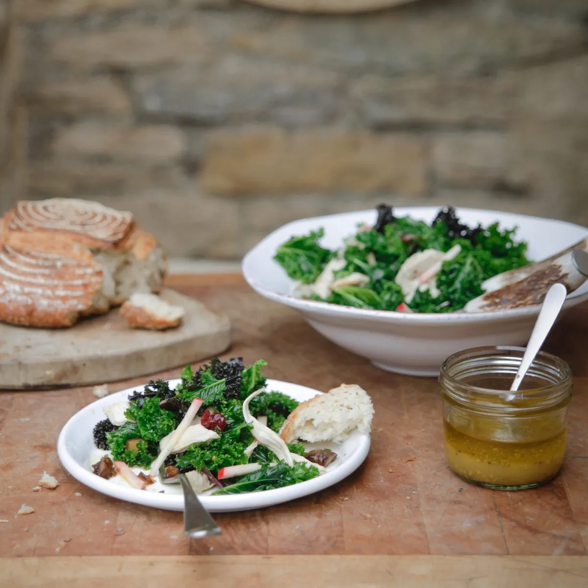 Raw Kale, Turkey, Cranberry & Candied Chestnut Salad 