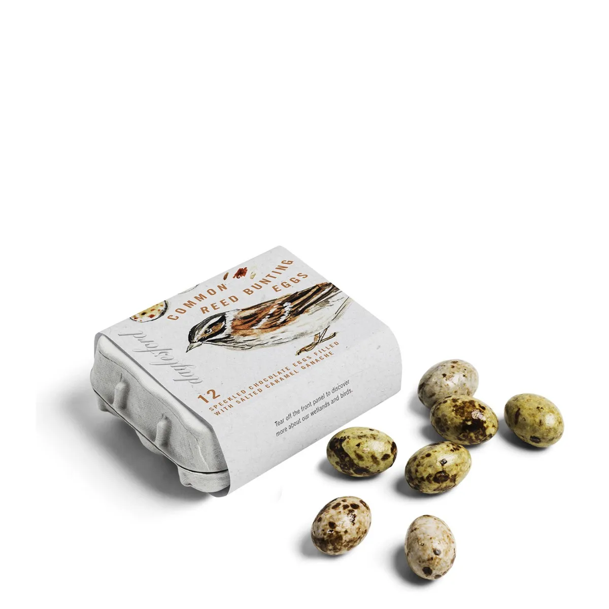 Chocolate Common Reed Bunting Bird Eggs Filled With Salted Caramel Ganache 