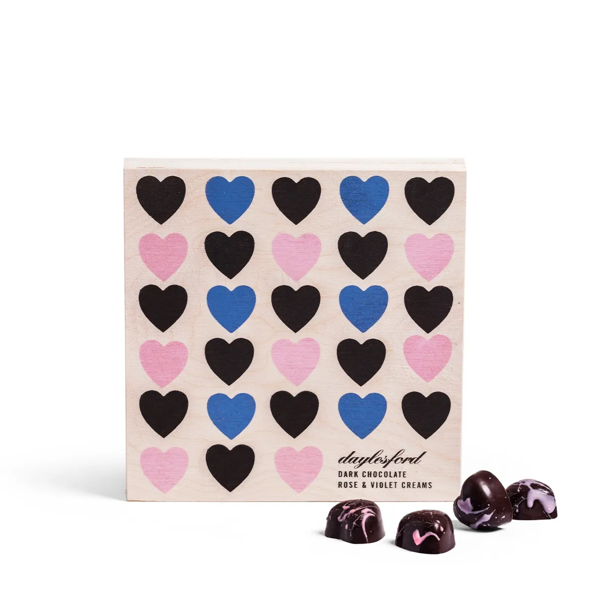 Rose & Violet Cream Hearts Wooden Box 