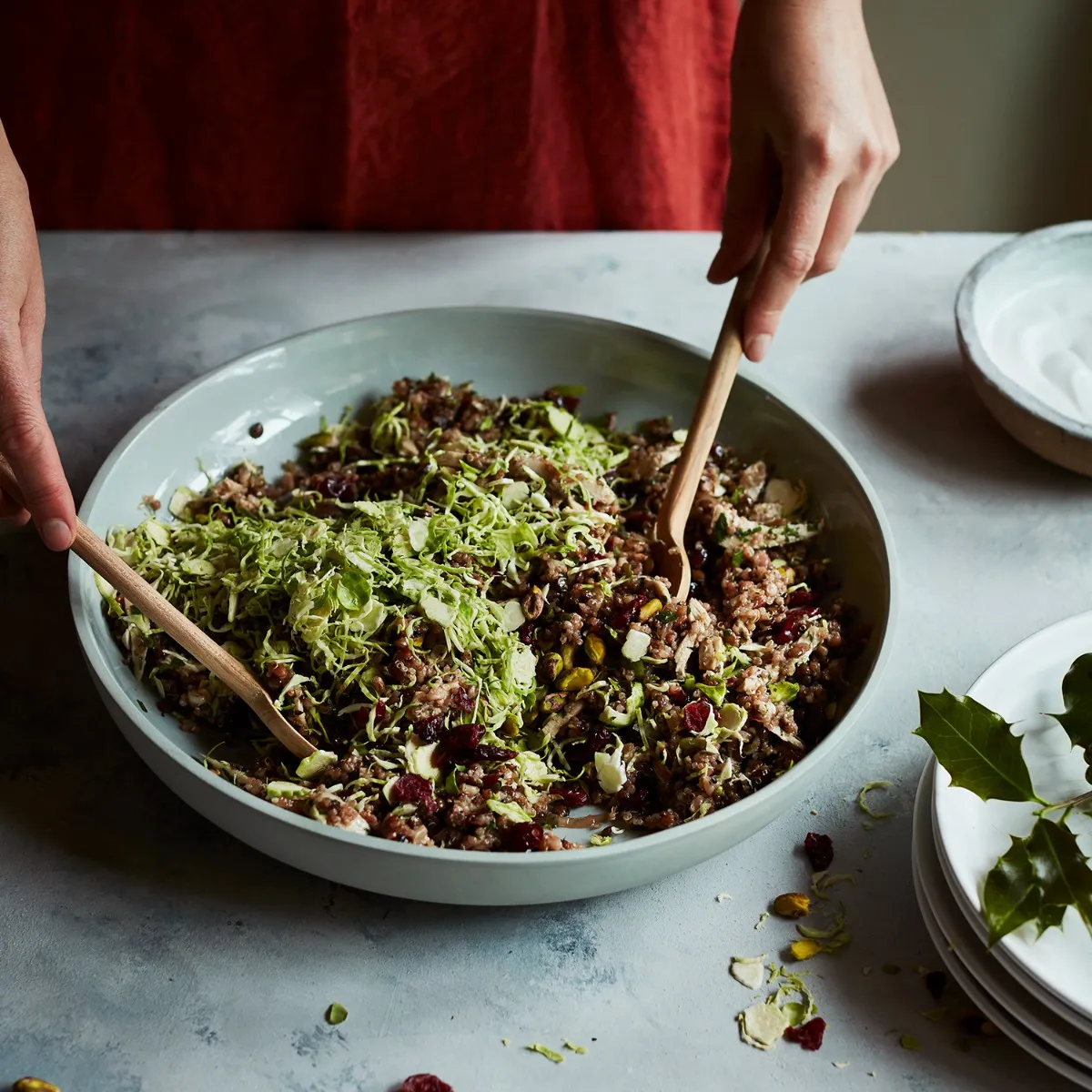 Shredded Turkey, Raw Sprout, Wild Rice & Quinoa Salad 