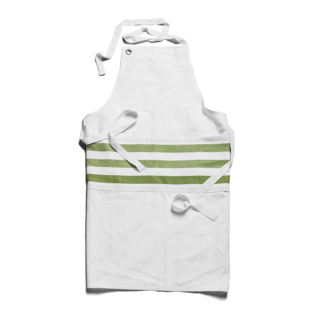 White & Green Stripe Apron 