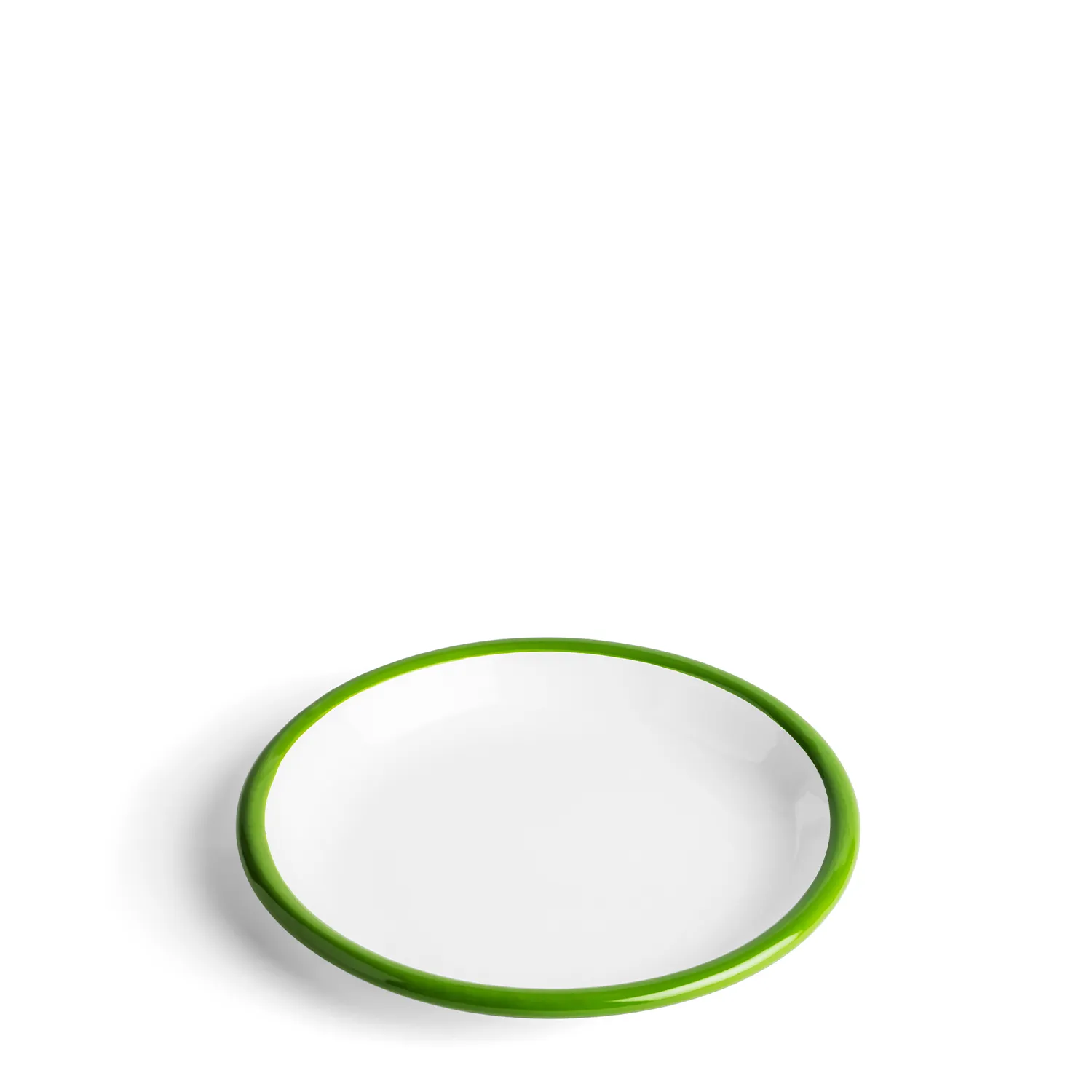 White & Green Enamel Plate 20cm 