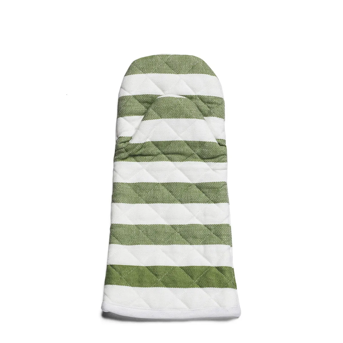 White & Green Stripe Oven Glove