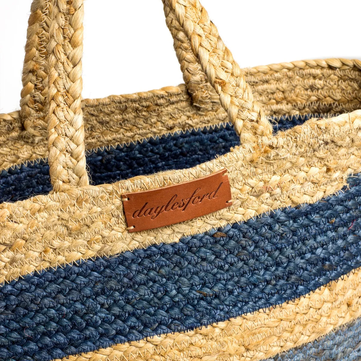 Wide Stripe Basket Bag Blue