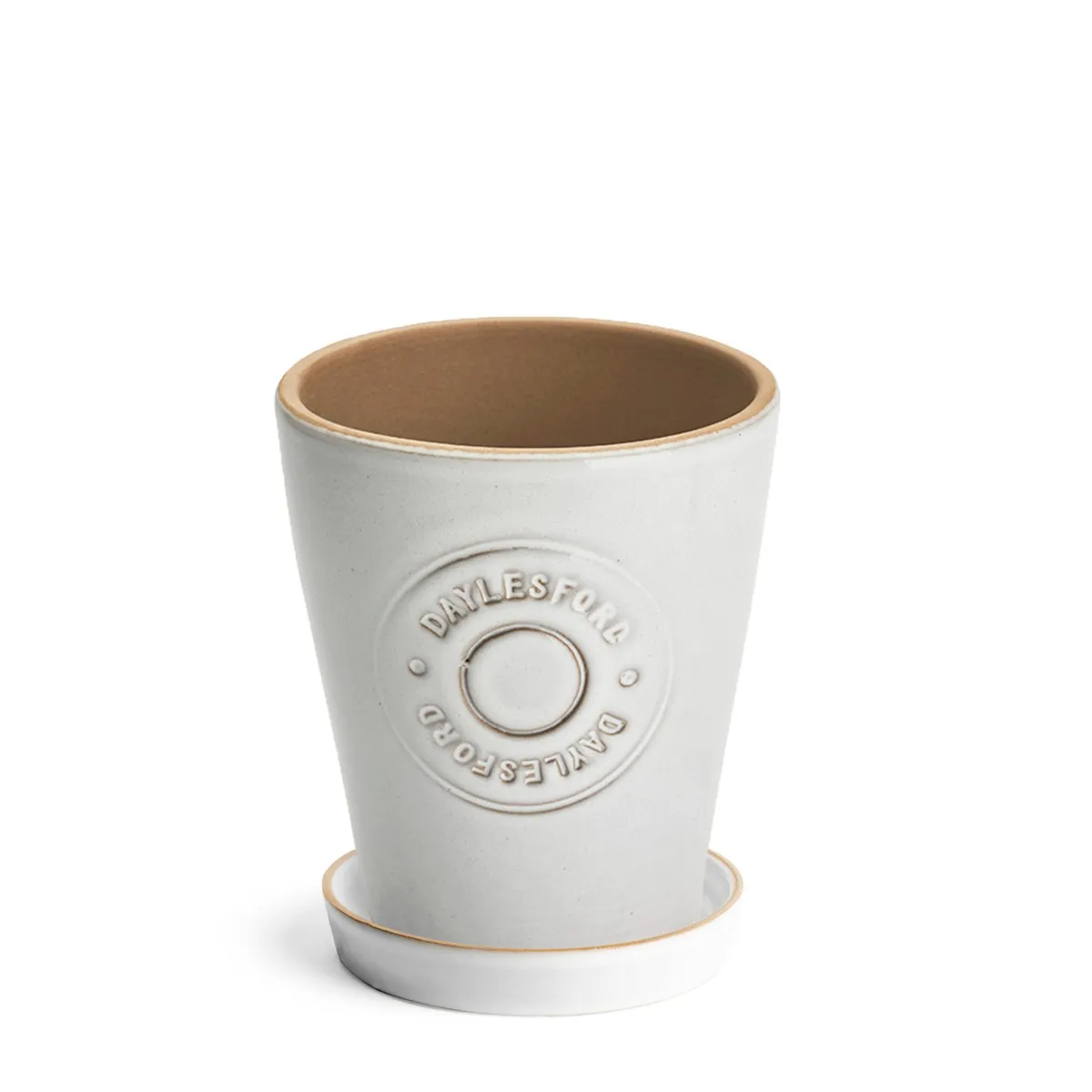 Large Lucas Planter with saucer White 