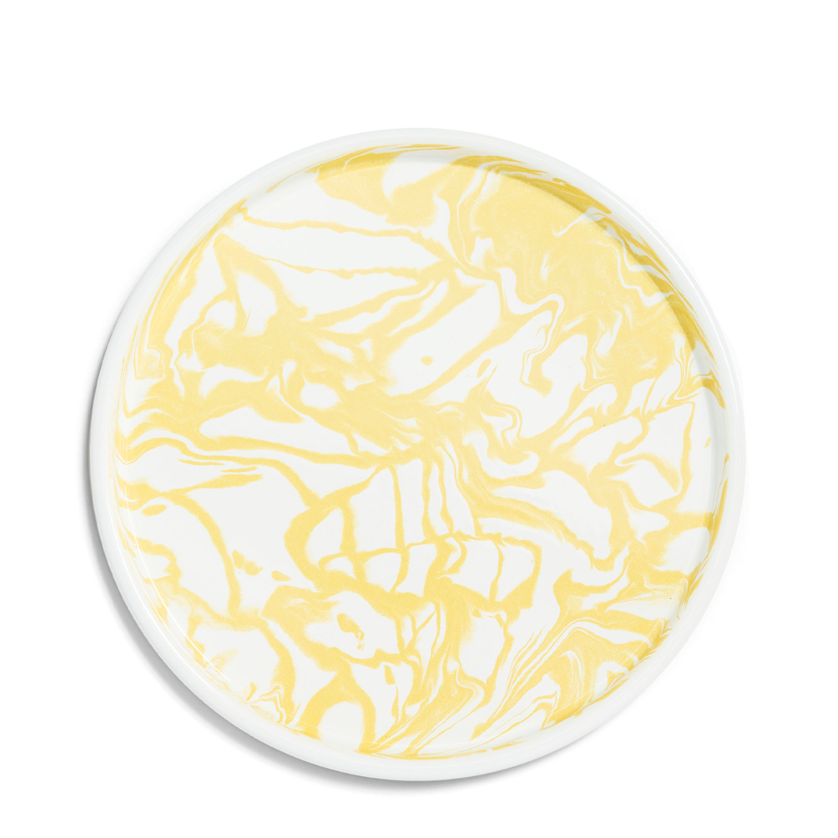 Marble Tray Plate Yellow Enamel