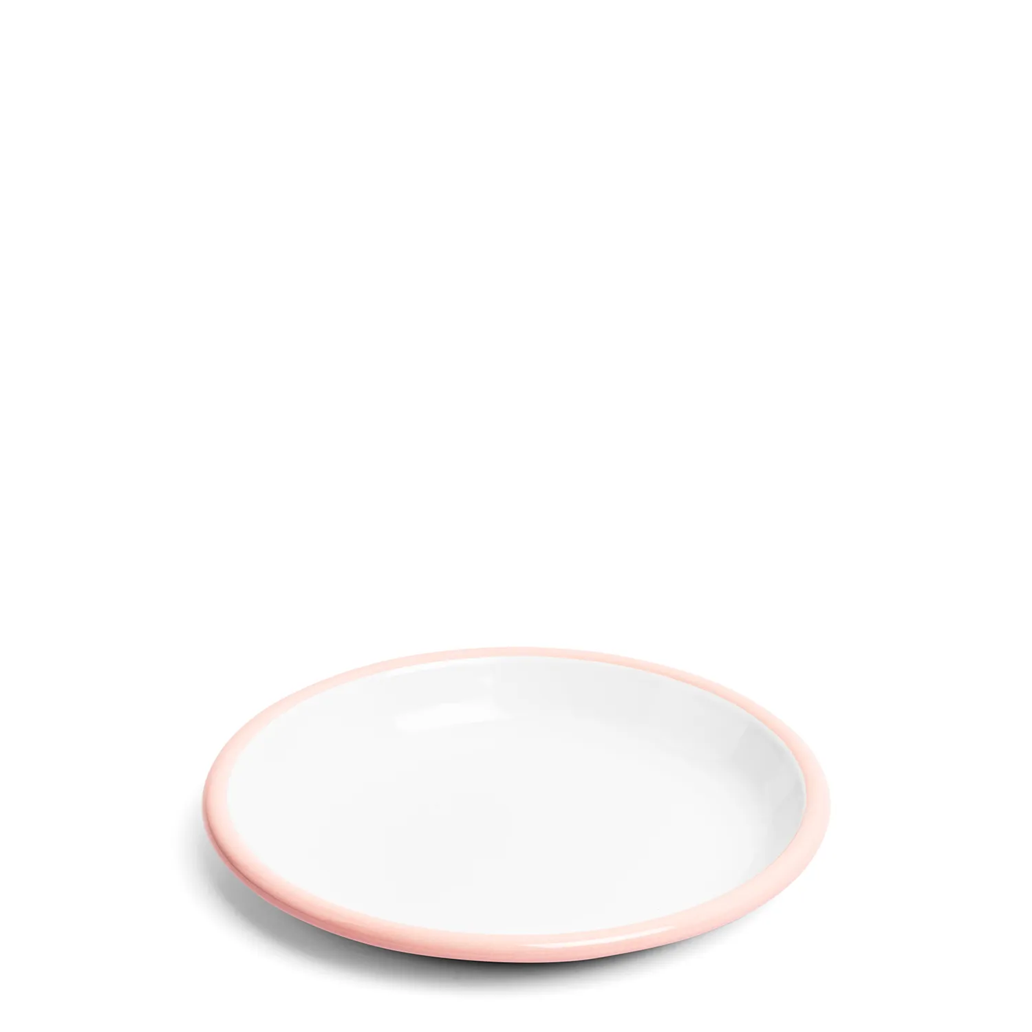 White & Pink Enamel Plate 20cm 