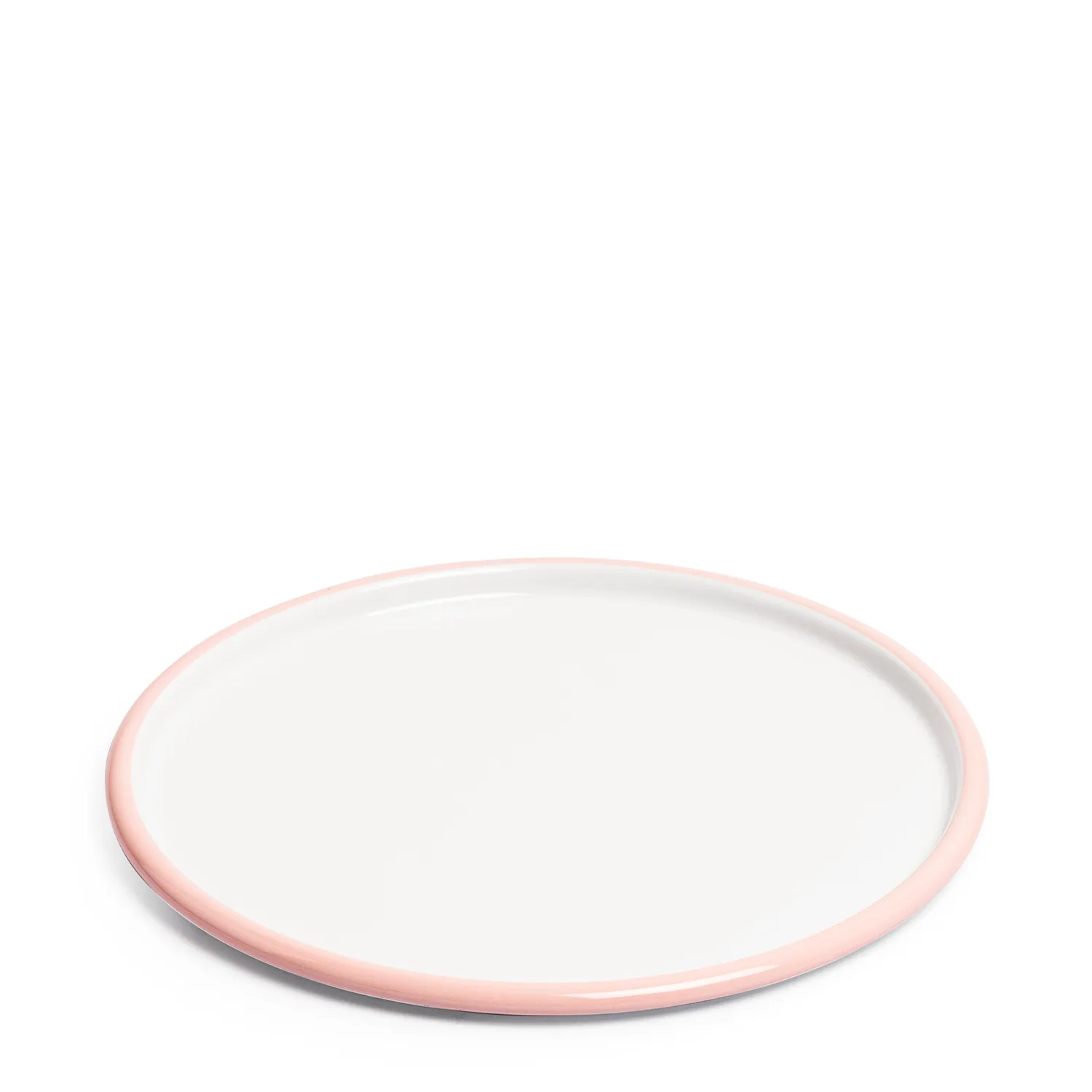 White & Pink Enamel Pizza Plate 32cm 