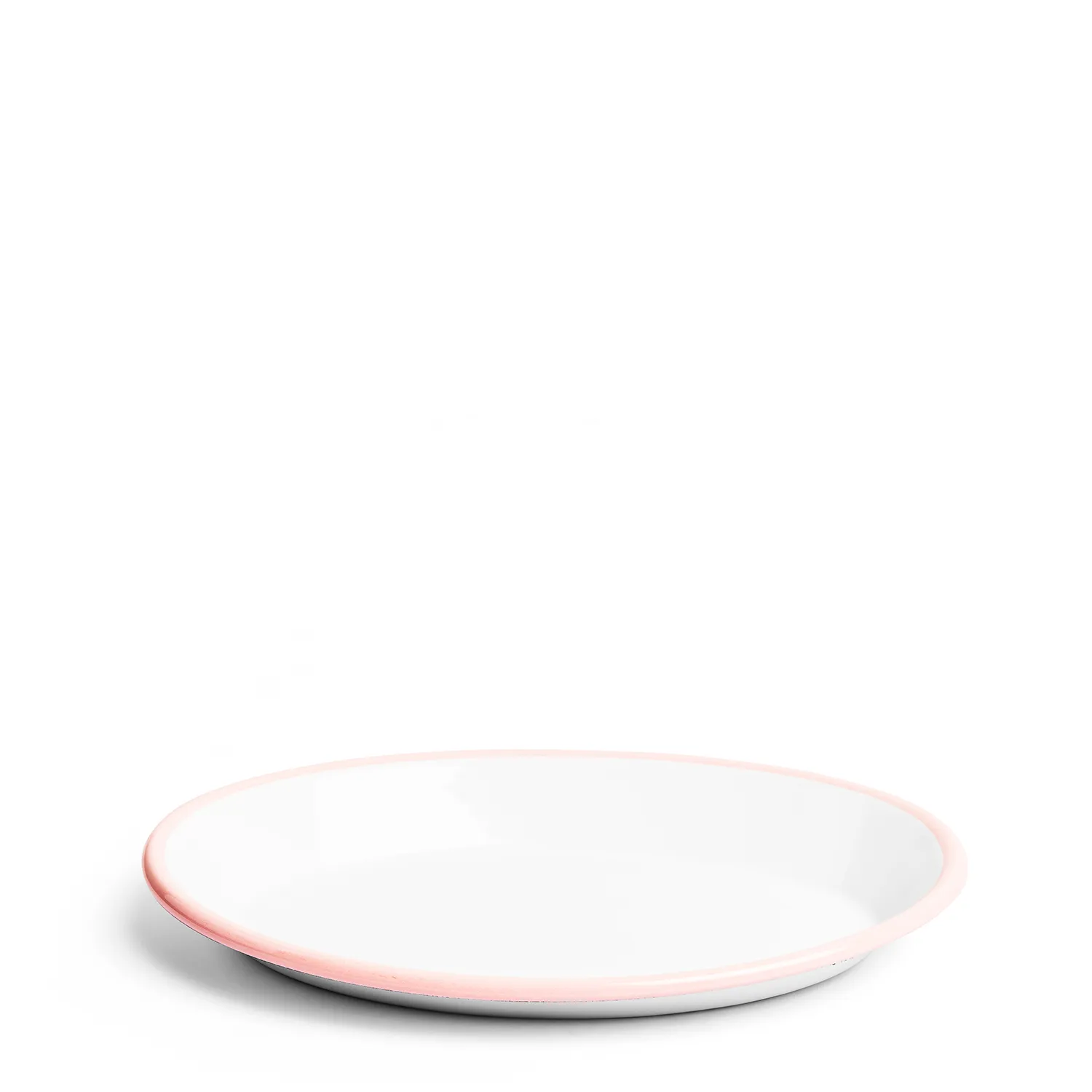White & Pink Enamel Oval Plate 