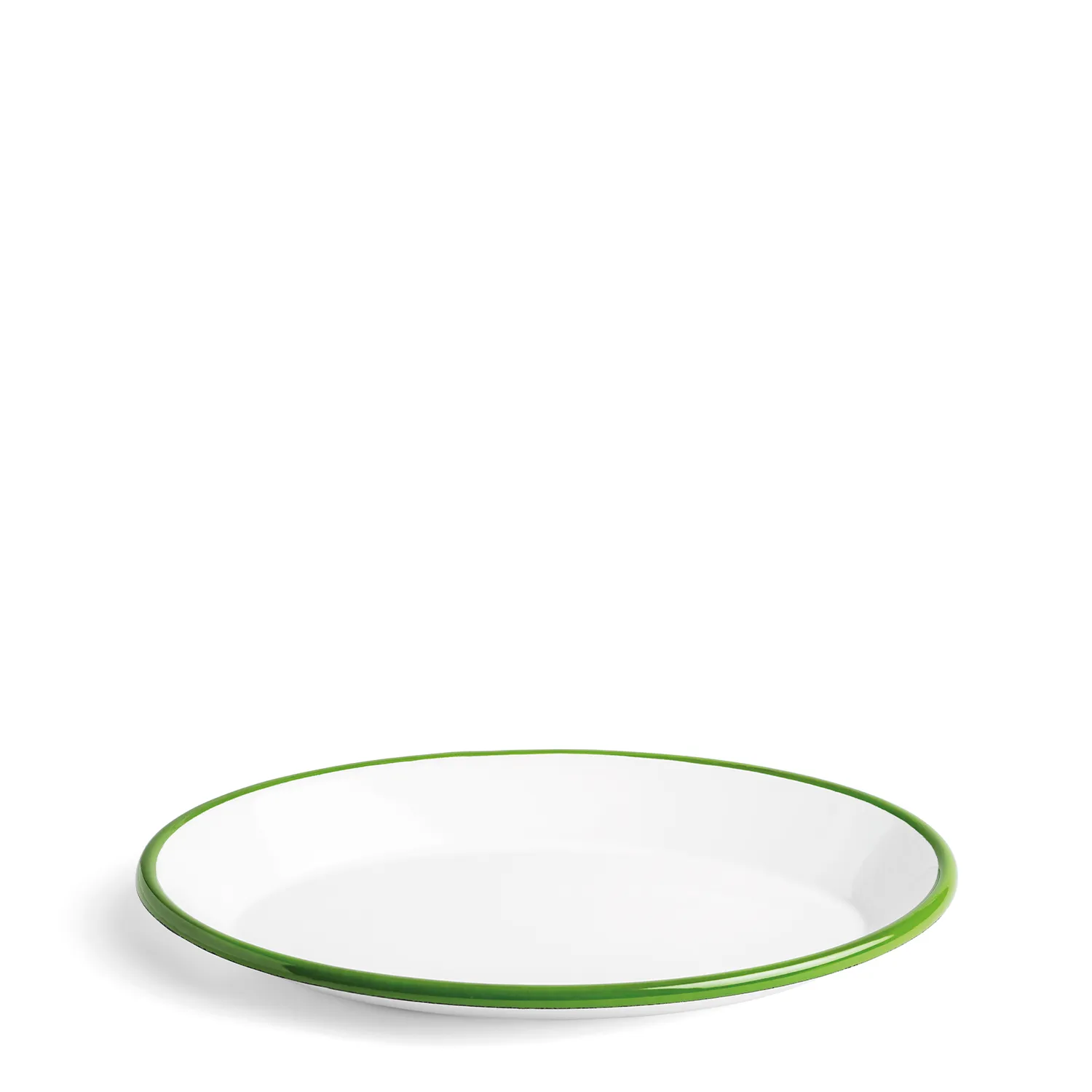 White & Green Enamel Oval Plate 