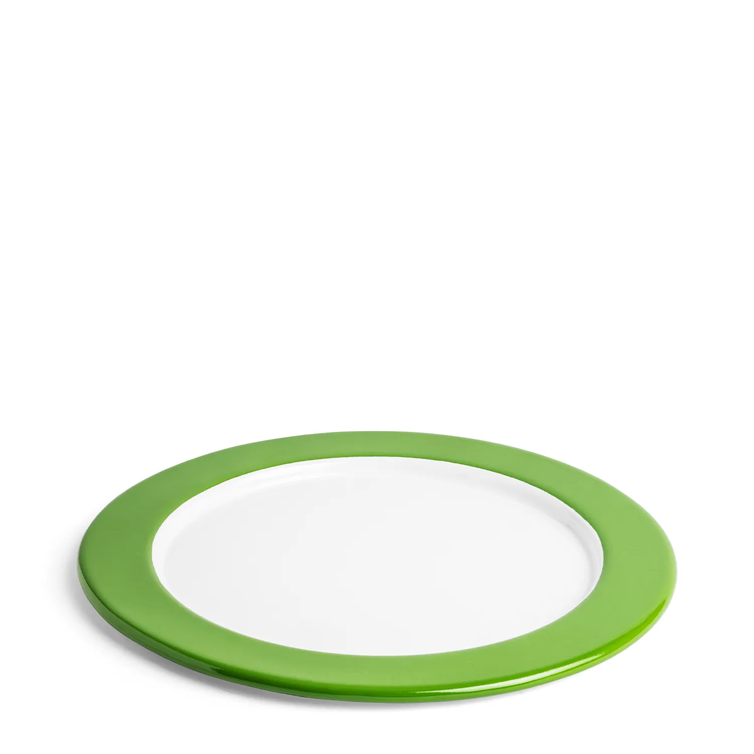 White & Green Enamel Pizza Plate 32cm 