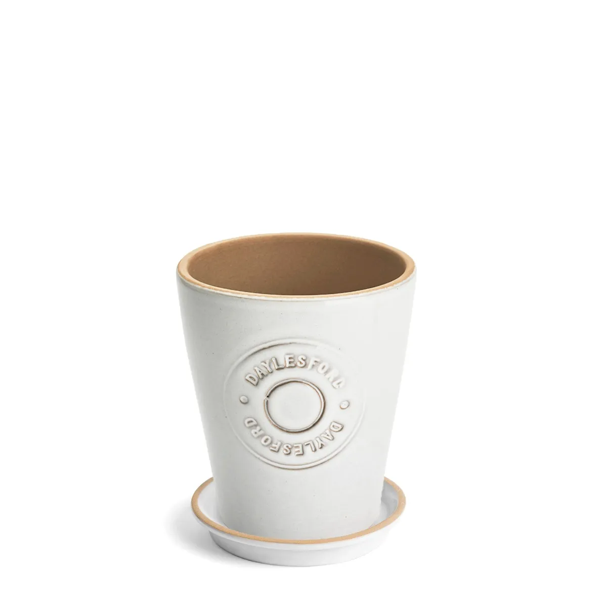 Small Lucas Planter with saucer, white 